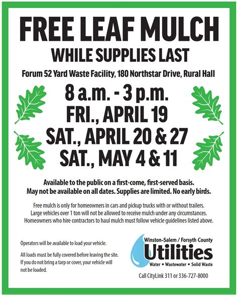 free mulch winston salem nc|winston salem leaf mulch flyer.